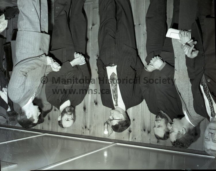 some of the participants in Mondays meeting hutterites and municipal officials, as well as other interested citizens, are shown above. left to right they are: A. Jolliffe of Plumas, Councillor Rosedale colony; a. Keubec of Winnipeg; Jacob Mandel of new Rosedale; and h. a. Morton of Gladstone, who called and chaired the metting 11386a.jpg