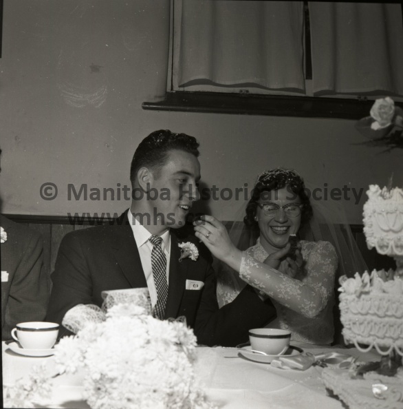 Tashiro September 22/56 WEDDING MITCHELL – SMITH VOWS EXCHANGED Mr. and Mrs. Alvin Andrew Smith, who were married September 22 in Portage’s First Presbyterian church. The bride is the former Eleanor Janet Mitchell, daughter of Mr. and Mrs. Joseph Mitchell of Portage. The groom is the son of Mr. and Mrs. Ernest Smith of Portage la Prairie. 10685t.jpg