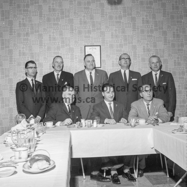 Photographer: Tashiro
February 14, 1962
News
Heart Fund campaign meeting
Heart fund campaign planners organized Wednesday night and included a steering committee which includes the group above. Left to right are, back row, Henry Falk, S/Sgt. E. V. Carter, W. G. Clarke, Wm. Boland and Jack Pelechaty; seated, Ald. W. H. Vopni, chairman Jack Shindleman, and D. D. Stevenson. VP-1-00668-001.jpg