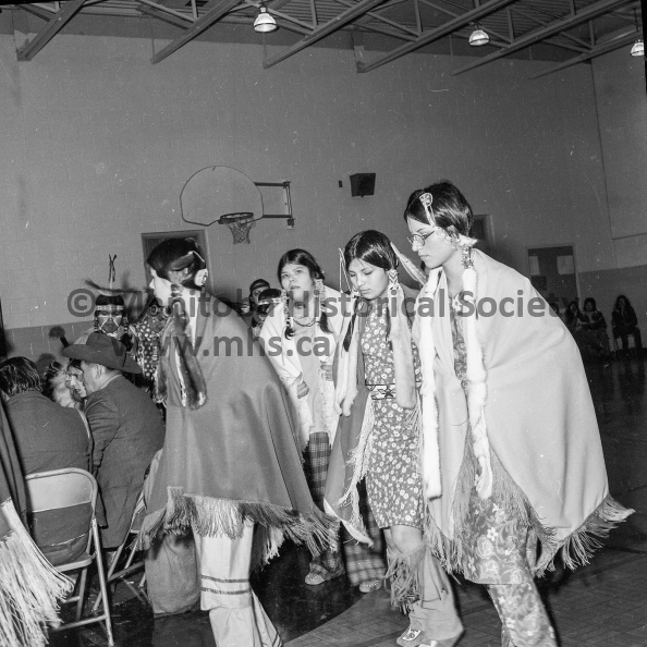 Photographer: Tashiro, Armstrong
February 8, 9, 10, 1974
Fun Festival
General activities photos
Pow-Wow dancers
A pow-wow and dancing by the native people added color and excitement Saturday afternoon at the PCI auditorium as part of this year's Winter Fun Festival. The dancers appeared in full regalia complete with plumes. The event was organized by the native people themselves for the benefit of others. VP-1-00465-015.jpg