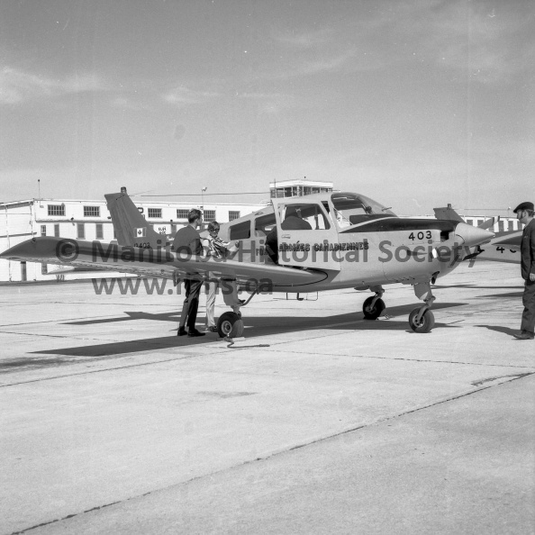 Photographer: Tashiro
April 15, 1971
CFB Portage
New Beech Musketeer trainer unveiled at CFB Portage
Newest addition at CFB Portage is the Musketeer, latest in training planes for Canadian forces pilots. The trainer was unveiled at the base Thursday and will take on the first class of trainees May 20. The Musketeer replaces the obsolete Chipmunk. VP-1-01129-005.jpg